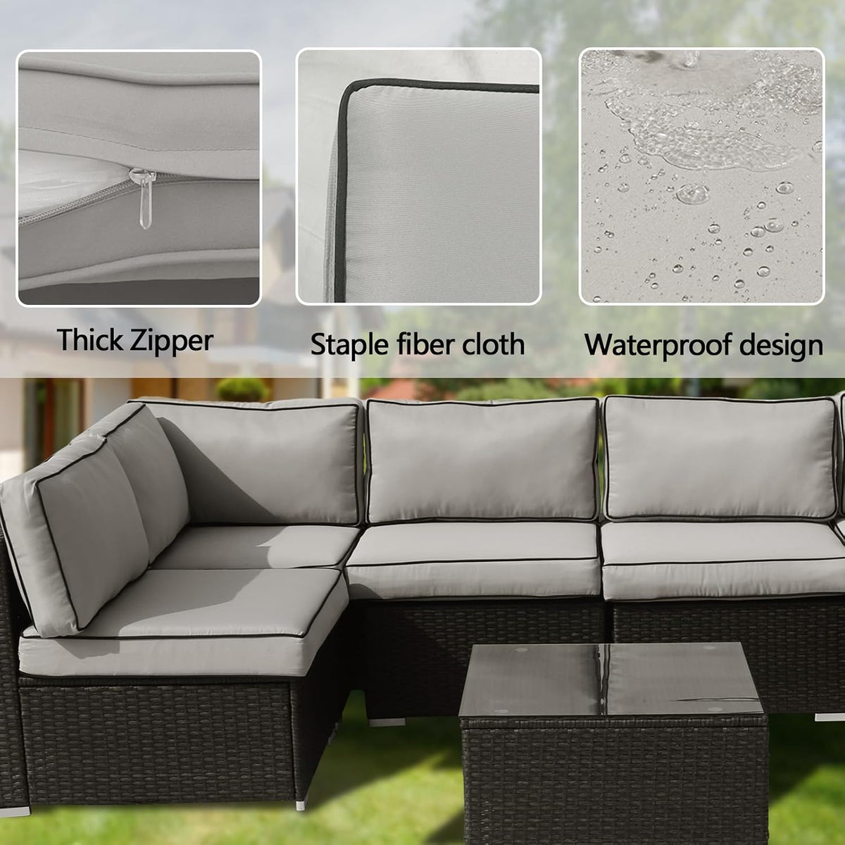 14pieces patio cushion covers replacement outdoor couch covers showing dimensions