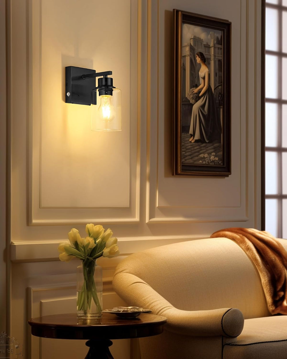 Wireless Battery Operated Wall Sconce Set of Two with Remote Control