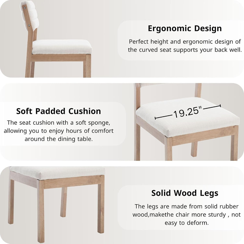 RIVOVA Linen Dining Chairs Set of 6, Comfortable Upholstered Kitchen Chairs w...