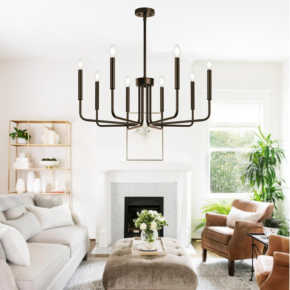 8-Light Farmhouse Chandelier for Dining Room Lighting Fixtures Hanging, Oil-R...