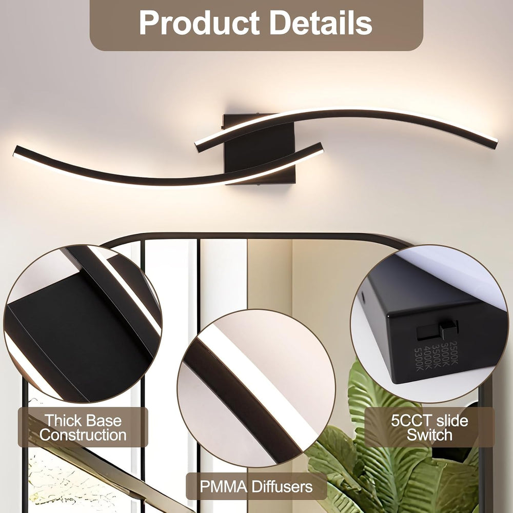 Hardwired 3000~6000K Modern Wall Sconce, 31.5IN Black LED Wall Light Fixtures...
