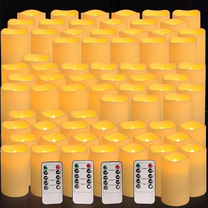 pliadvbu Flameless LED Candles 72 Pack, Outdoor Realistic Waterproof Votive C...