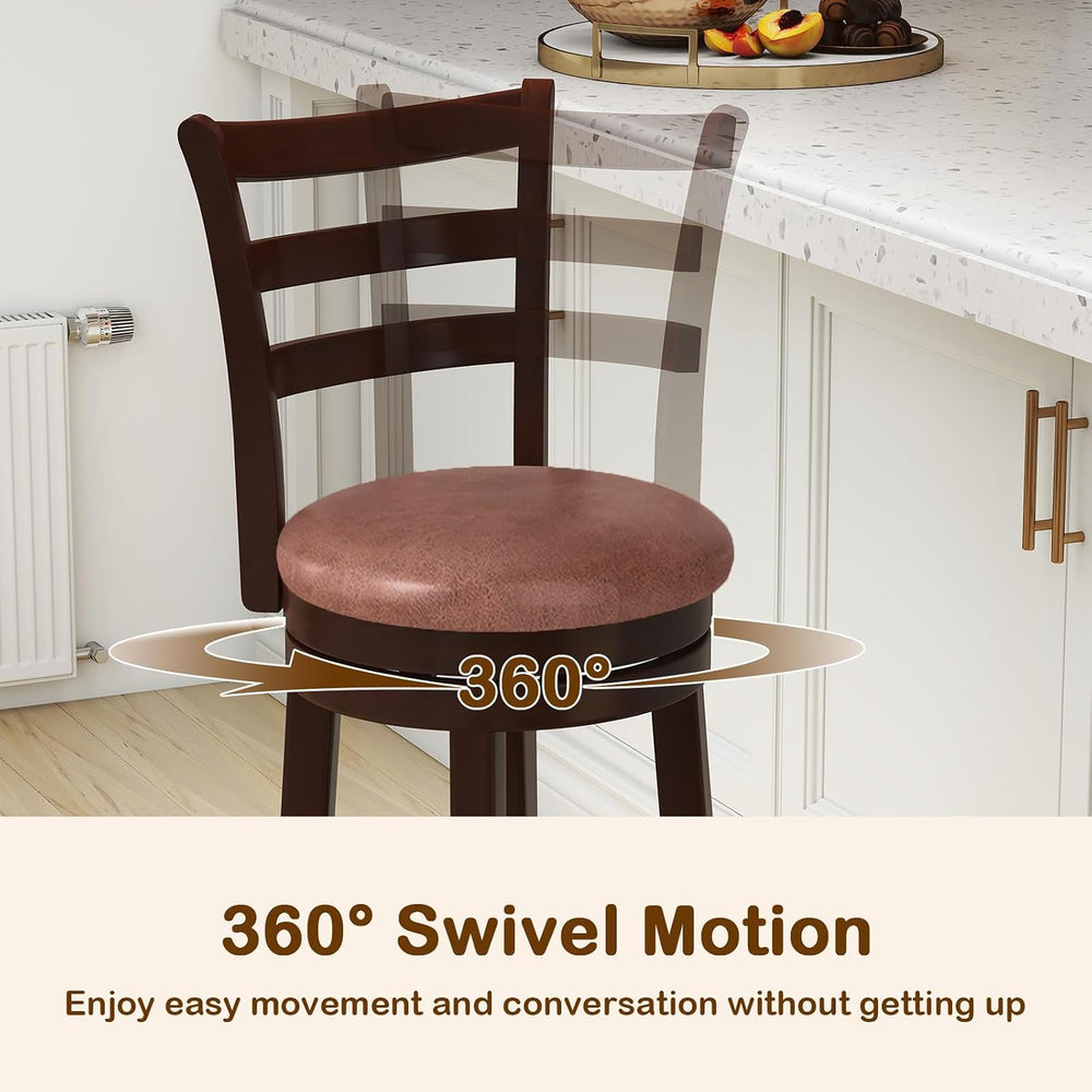 GIANTEX Swivel Bar Stools Set of 2, 30" Upholstered Counter Height Bar C...