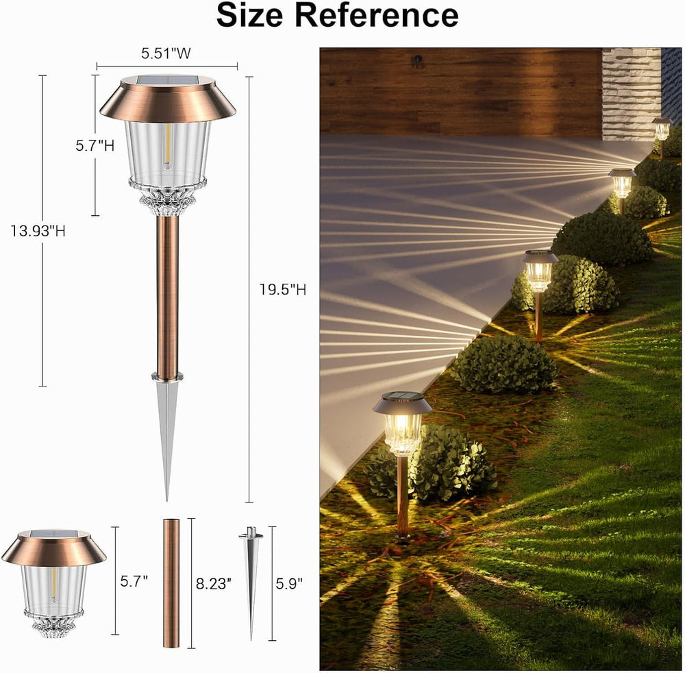 XMCOSY+ Solar Pathway Lights Outdoor - 6 Pack Solar Garden Lights, 10-40 LM D...