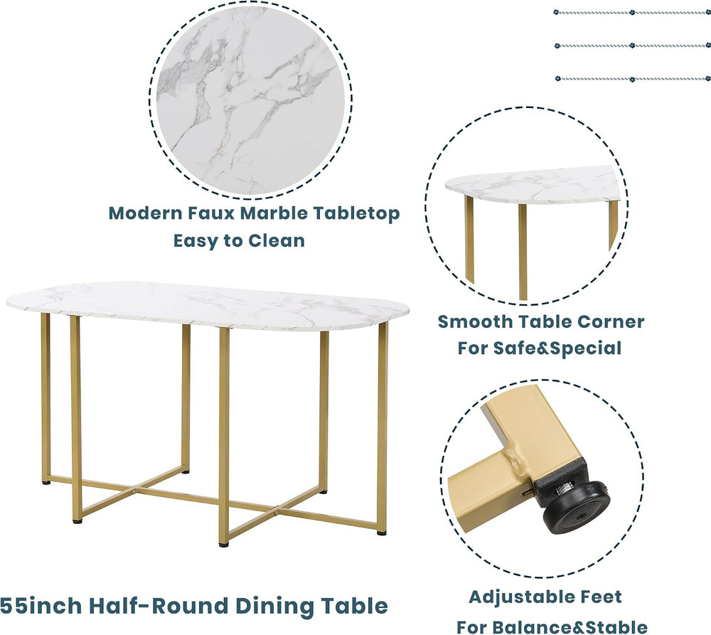 Metal 7 Piece Kitchen Dining Table Set with Chairs for Saving Space Metal Din...