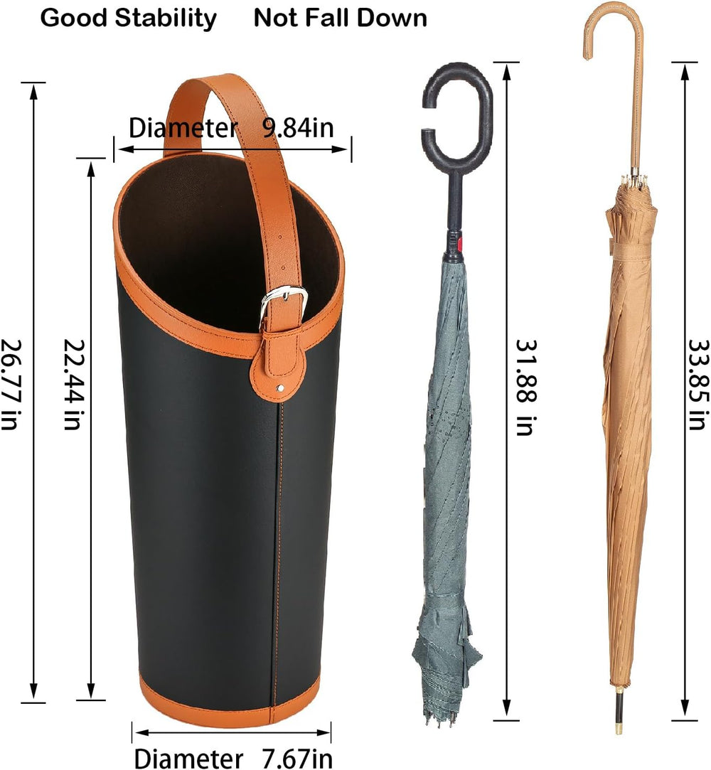 Faux Leather Large Umbrella Holder Entryway，Modern Black Umbrella Rack Stand ...