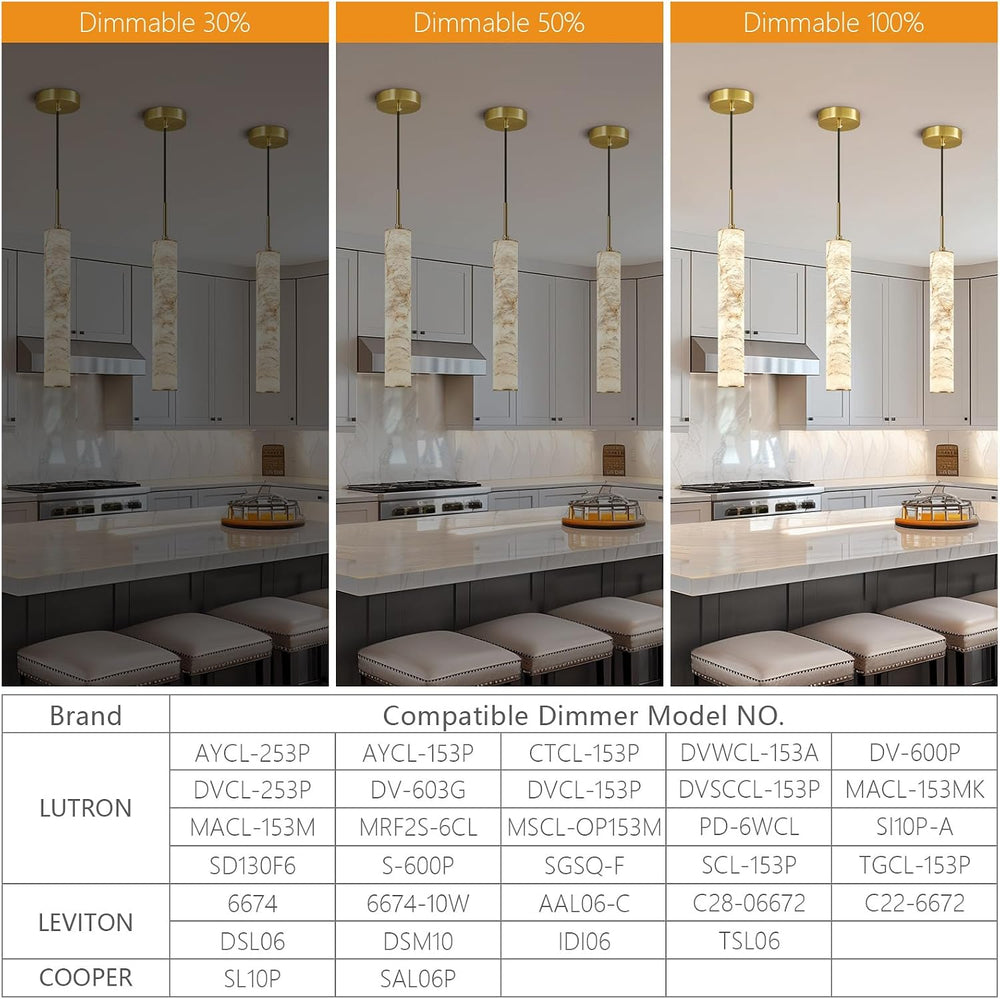 LMQNINE Natural Alabaster Pendant Lights for Kitchen Island White Marble Long...