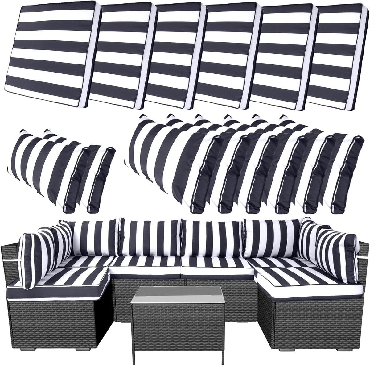 14 piece outdoor furniture replacement cushions, cover+filling, 25.6", main product view