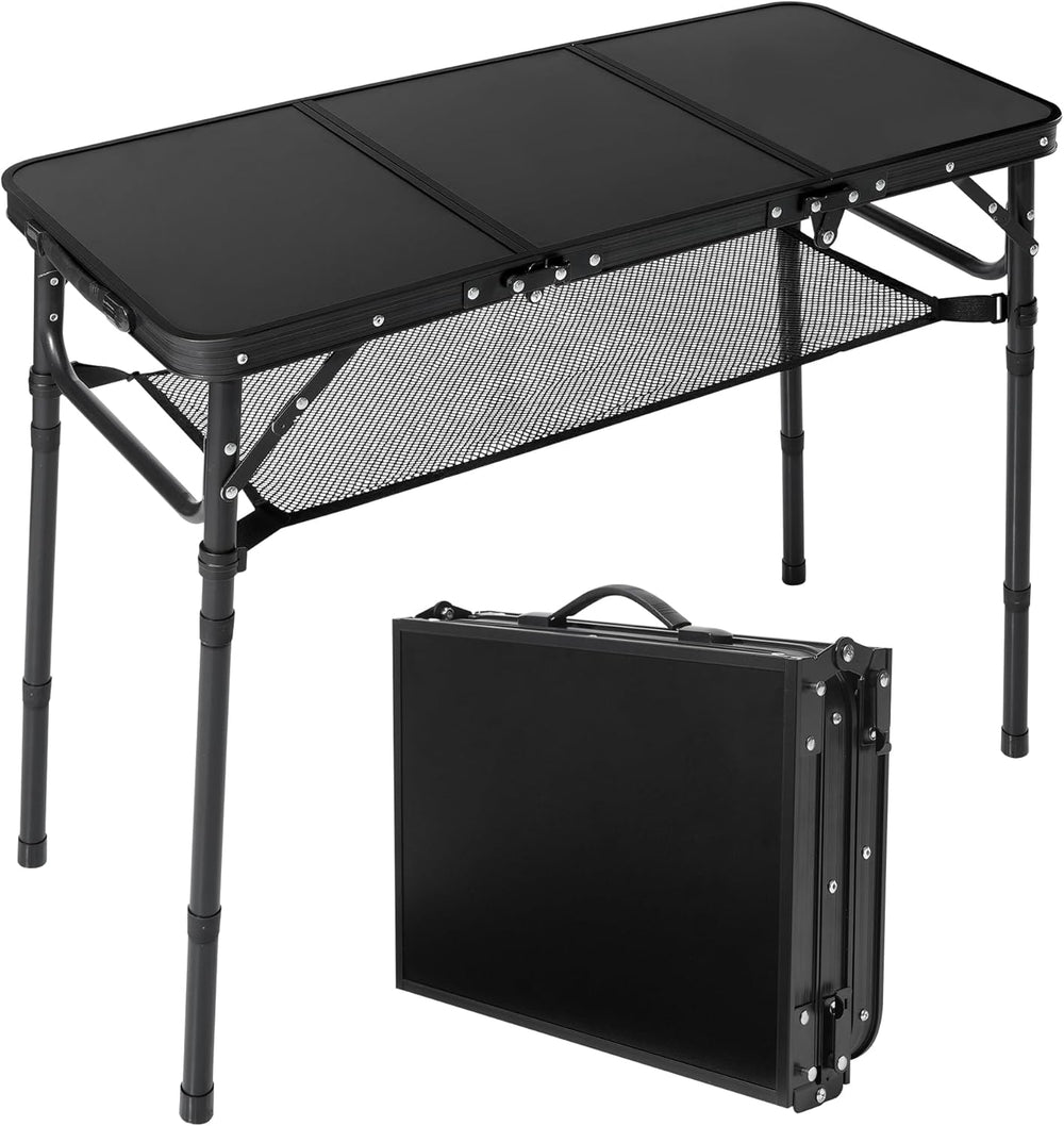 3ft Folding Camping Table with 3 Adjustable Height Max 27.3 Inch