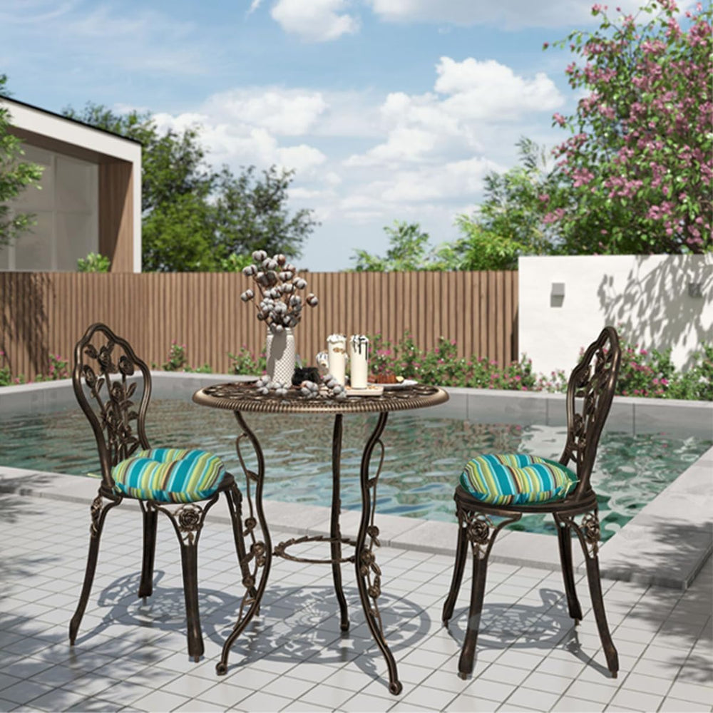 FUNHOME Outdoor Round Seat Cushions with Ties,Set of 2,Tufted Bistro Chair Cu...