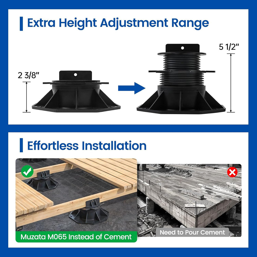 Muzata 10 Pack Deck Support Pedestal, Adjustable Height 2.4"-5.5" M065