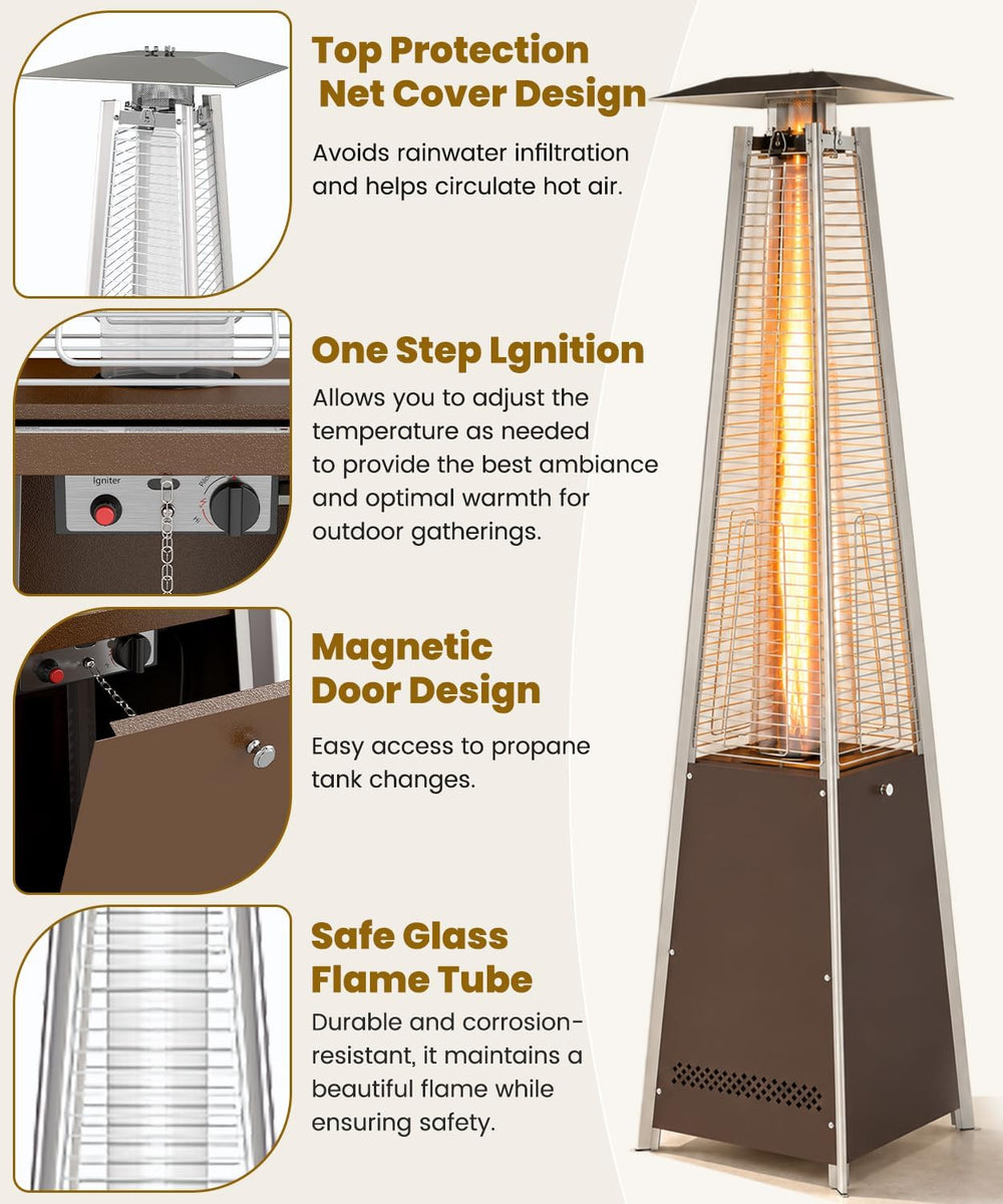 FOOWIN Patio Heater 48,000 BTU Outdoor Propane Heater with Wheels