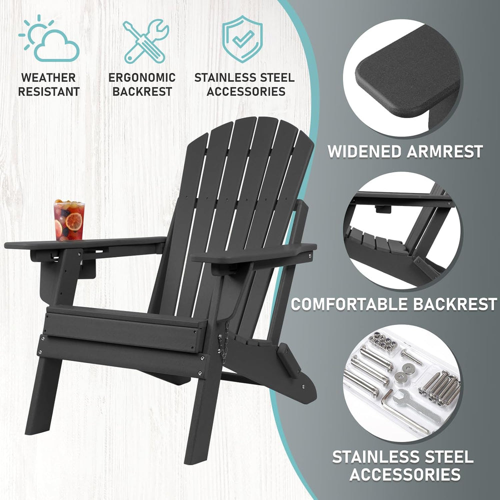 Oversized Folding Adirondack Chair Set of 4 with Adjustable Backrest 400LBS