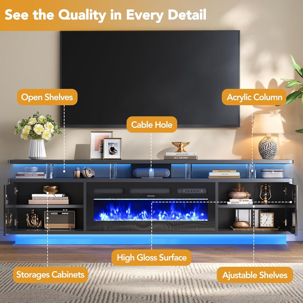 MXV 80" Fireplace TV Stand for TVs Up to 90", 36" Fireplace wi...
