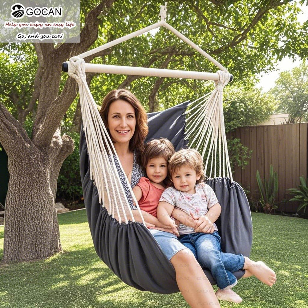 Large Hammock Swing Chair, 39.4 x 53.1in with Metal Spread(Dark Grey)