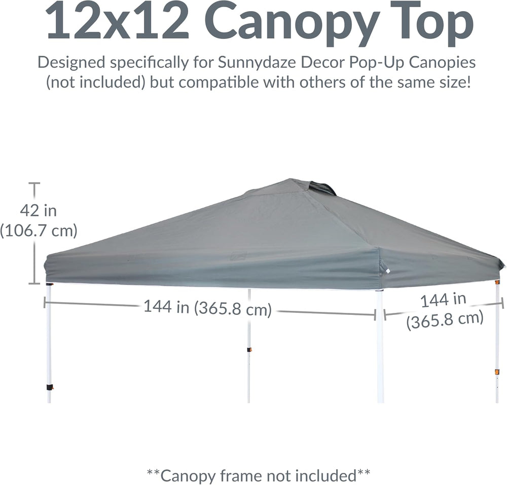 Sunnydaze 12 x 12 Foot Premium Pop-Up Canopy Shade with Vent - Gray