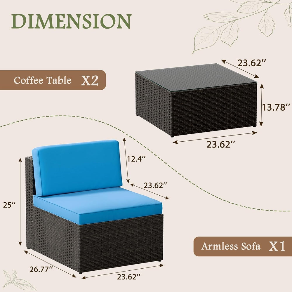 Devoko 3 Pieces Outdoor Patio Conversation Sets, Couch Sectional Sofa