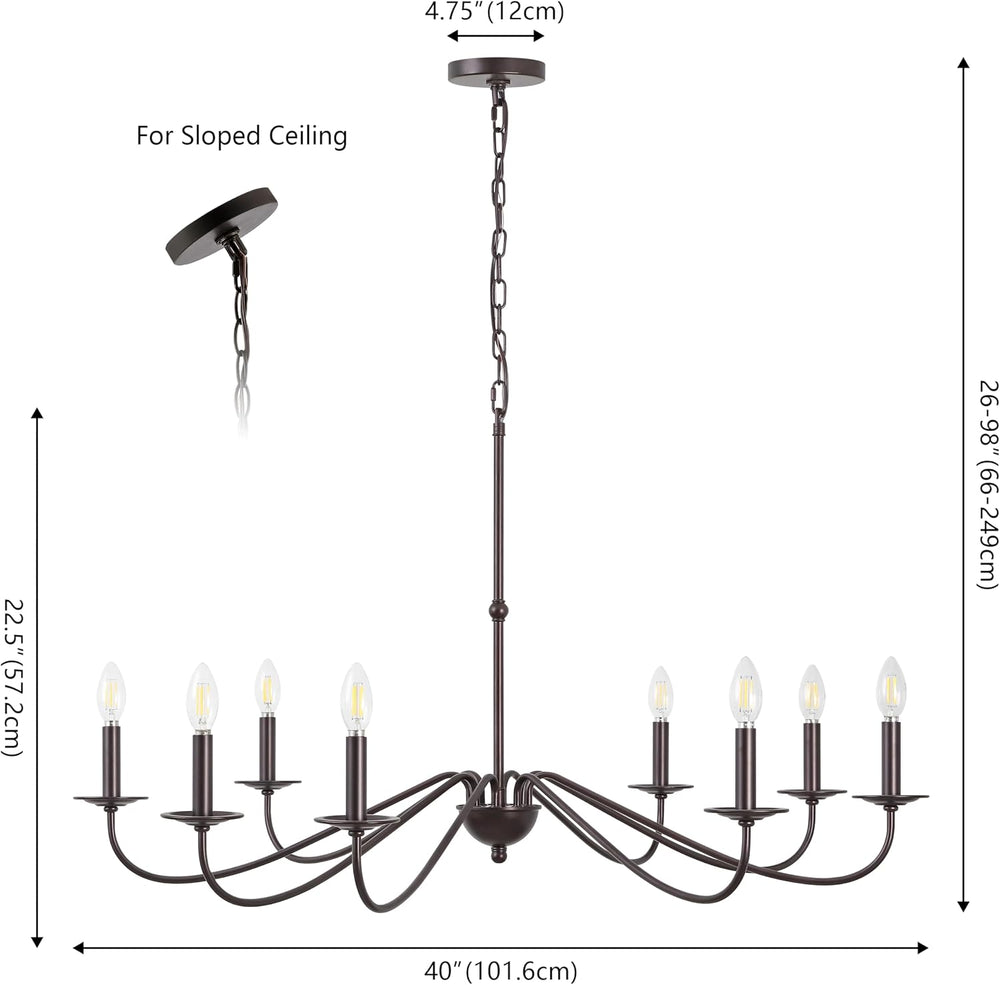 JONATHAN Y Wicklow 8-Light Farmhouse Chandelier 40", Oil Rubbed Bronze