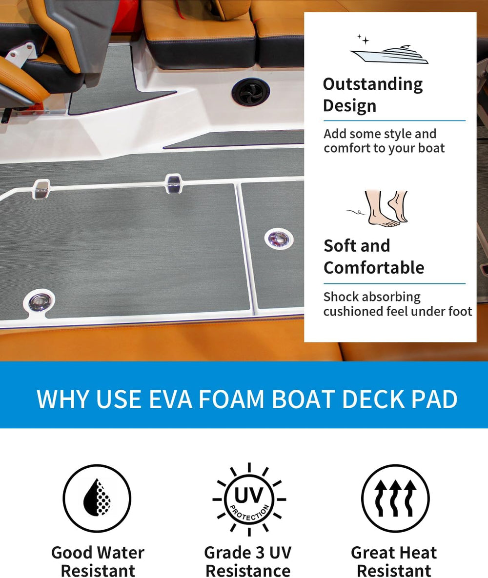OCEANBROAD Brushed Boat Flooring Self-Adhesive EVA Foam Non-Slip Decking