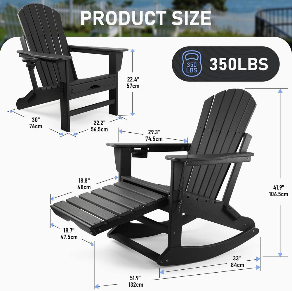 FUNBERRY Oversized Adirondack Rocking Chair, Porch Rocker 400LBS