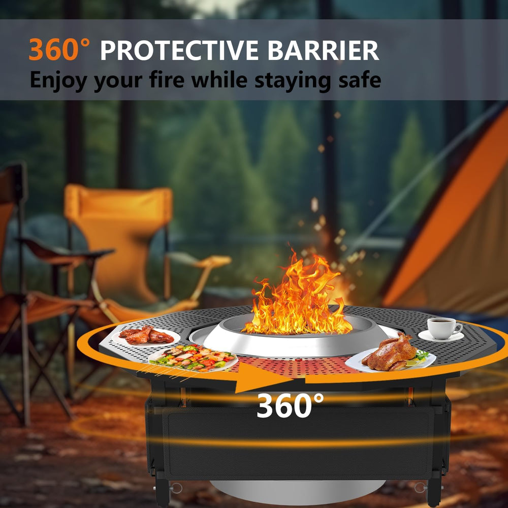 Fire Pit Surround Tabletop for Solo Stove Bonfire Ranger 2.0, with Coated Ste...