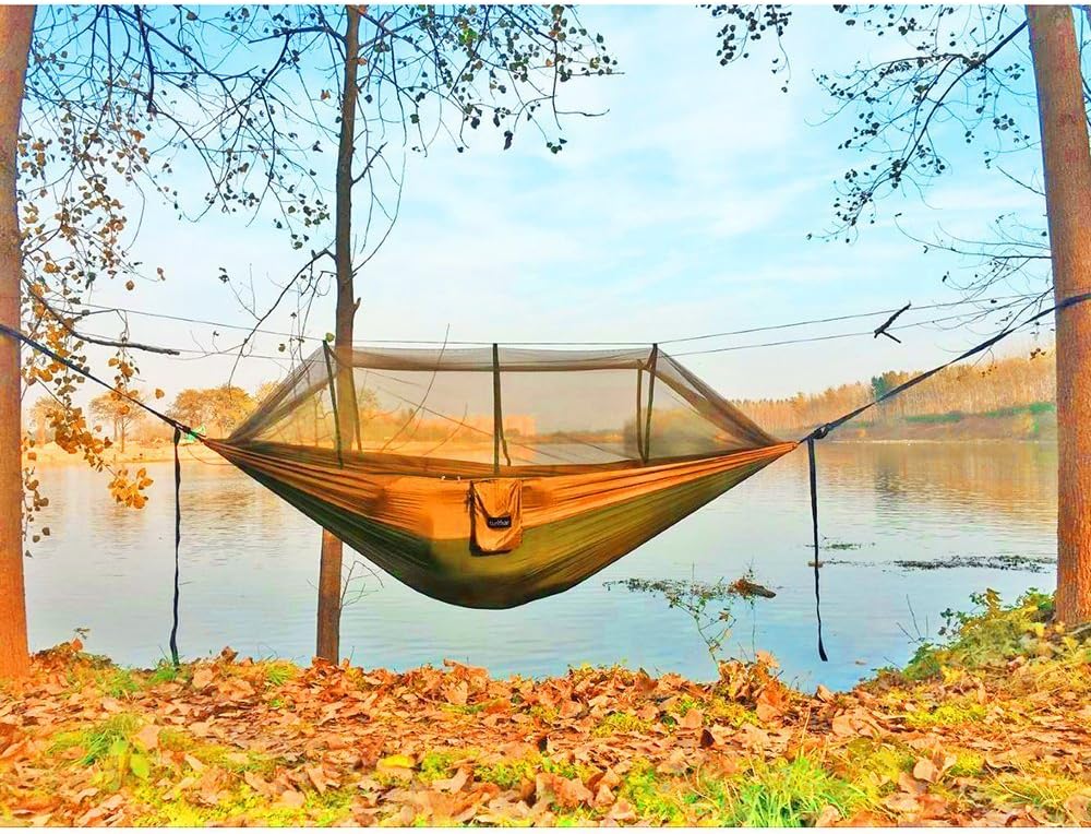 Sunyear Camping Hammock, Portable Single & Double Hammock with Net, 2 Per...