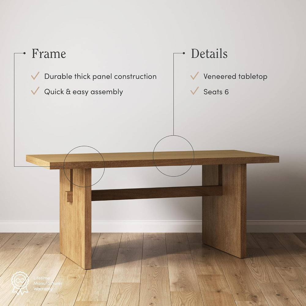 Nathan James Briggs Modern Dining Table for 6, Small Rectangle Dining Table, ...
