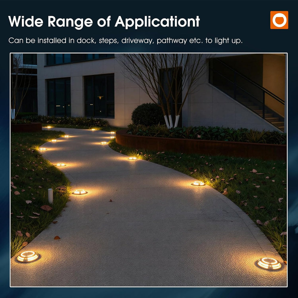 addlon 12 Pack Solar Driveway Dock Lights, 2 Color Modes, IP67 Waterproof