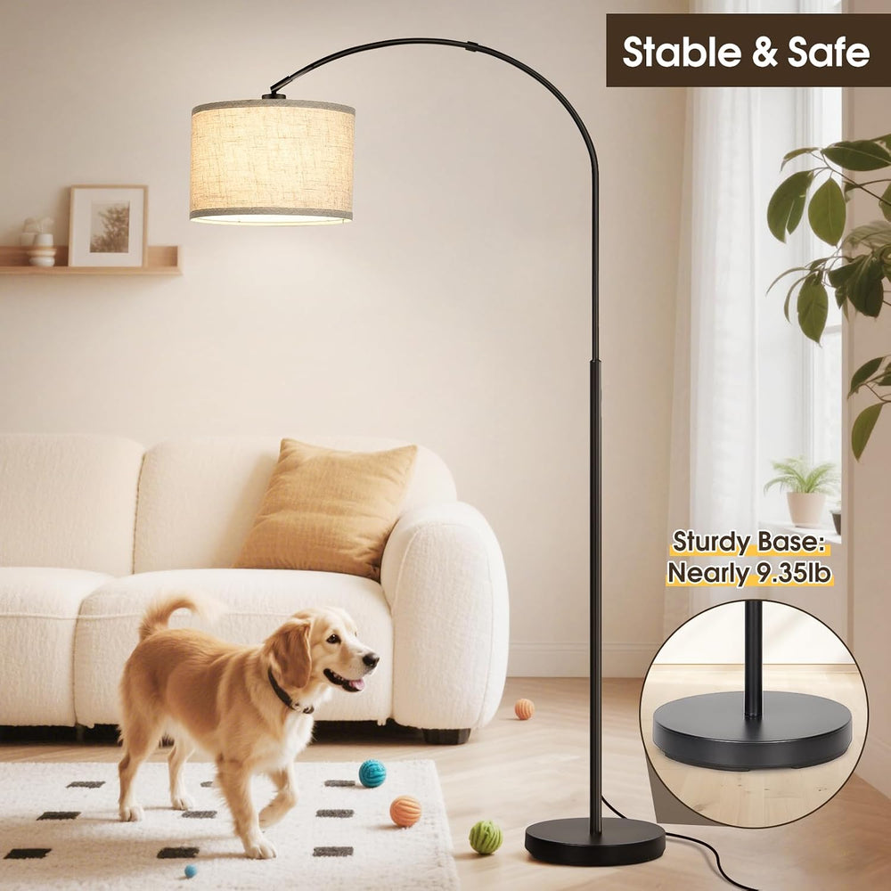Dimmable Floor Lamp, Arc Floor Lamp with Dimmer, Black Standing Lamp with Adj...