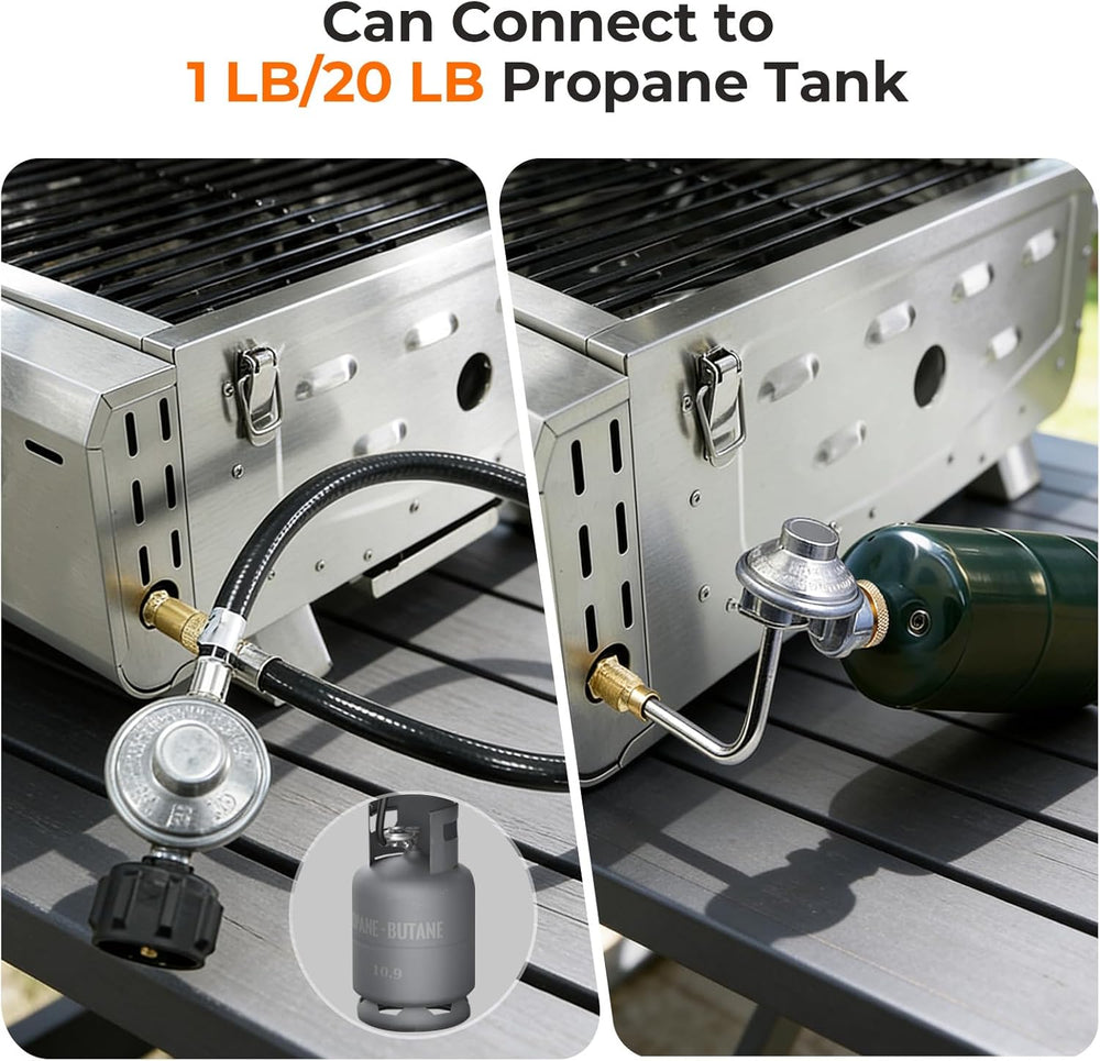 Electactic 20000 BTUs Portable Tabletop Gas Grill, 2 Burners Propane BBQ