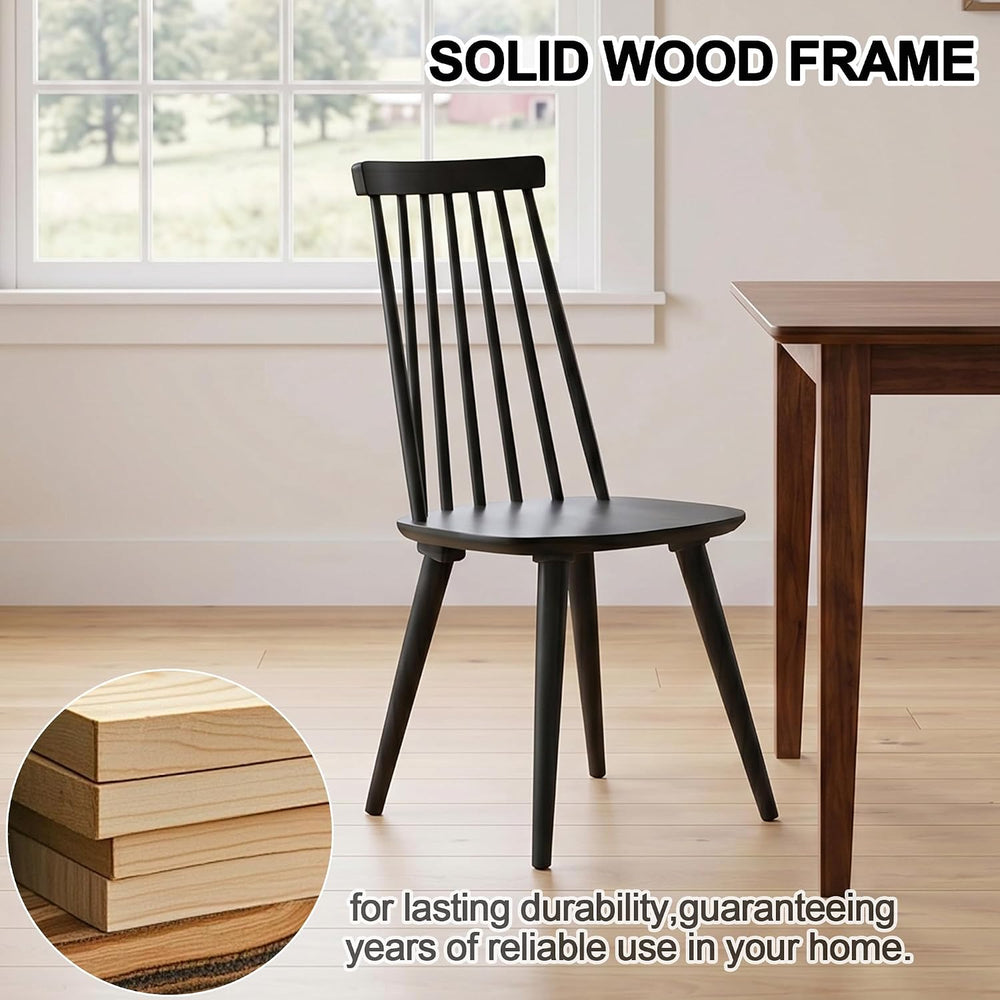 DUHOME Dining Chairs Set of 4 Wood Dining Room Chair Black Spindle Side Kitch...