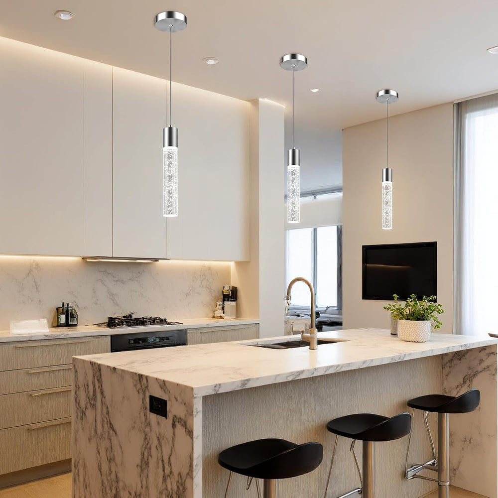Pendant Lights Kitchen Island, 6500K Modern Kitchen Island Lights Brushed Nic...