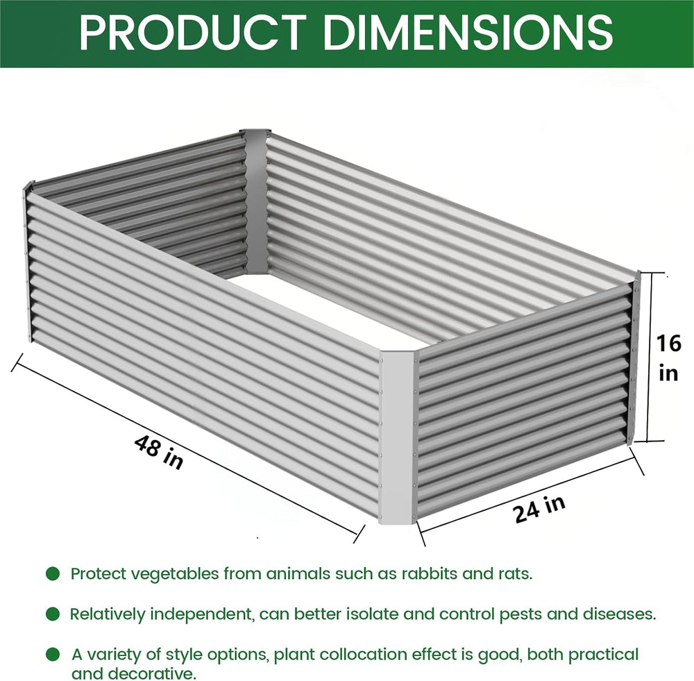 3PCS Tall Galvanized Raised Garden Bed Outdoor,Steel Garden Bed for Vegetable...