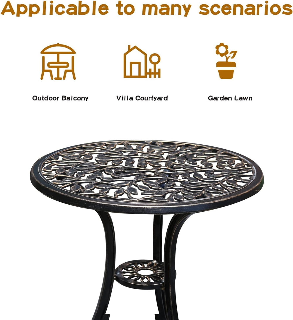 YKSY&YKSY Patio Bistro Set.Rust-Resistant Cast Aluminum Bistro Table Set ...