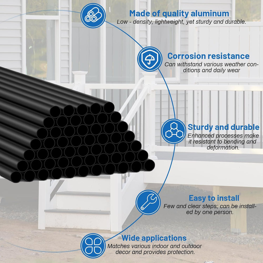 56 Pack 36 inch Aluminum Balusters for Deck Railing,Black Round Metal Spindle...