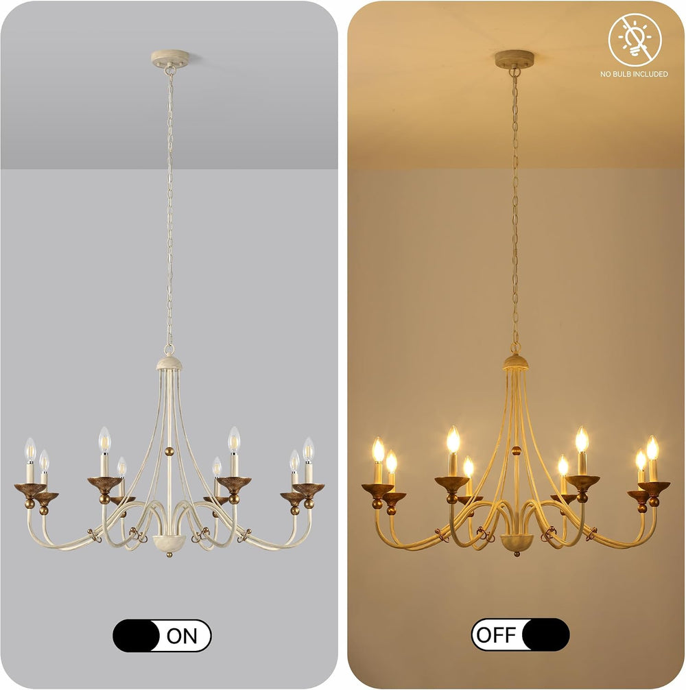 37.4" Large French Country Chandelier, 8-Light Farmhouse Chandelier for ...