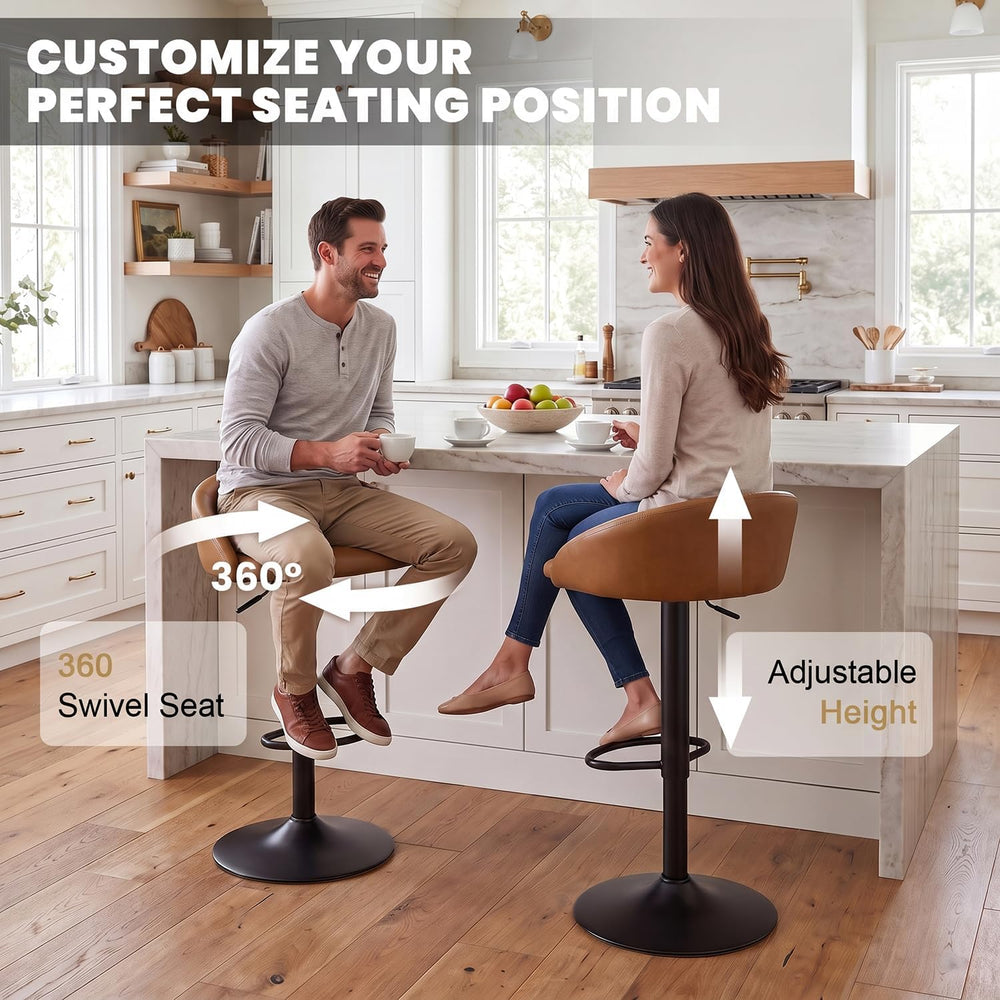 YOUNUOKE Bar Stools Set of 2 Modern Swivel Bar Stools, Brown