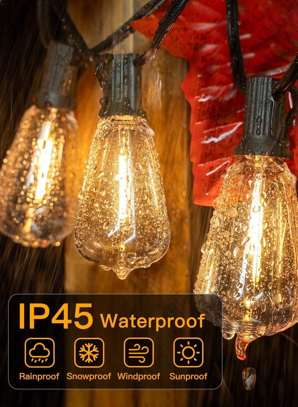 Ollny Outdoor String Lights 120FT with 60+2 Spare ST38 Vintage Bulbs, Shatter...