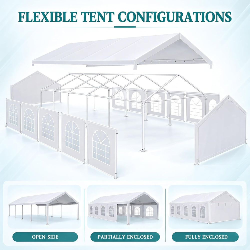 TOOLUCK 20x30 Outdoor Party Tent Heavy Duty Waterproof Canopy Shelter with 8 ...
