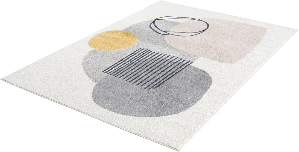 Abani Rugs Cream and Gray 5’3” x 7’6” (5'x8') Mid-Century Rug with Ci...