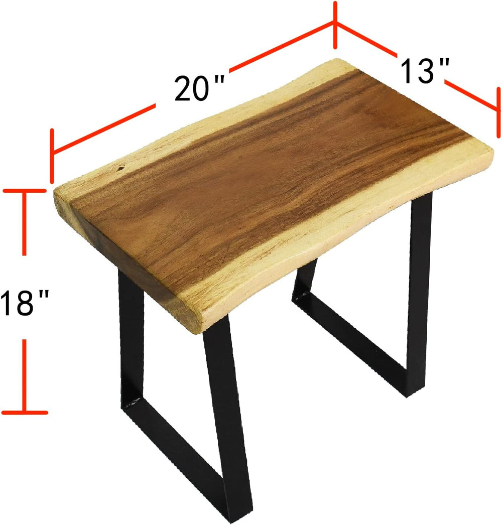 Natural Wood Bench 20"x13"x18"H Rectangle Solid Wooden Entrywa...