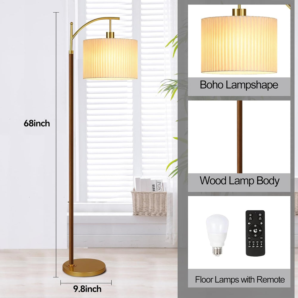 Arc Gold Boho Floor Lamp for Living Room Bedroom,Farmhouse Dimmable Floor Lam...