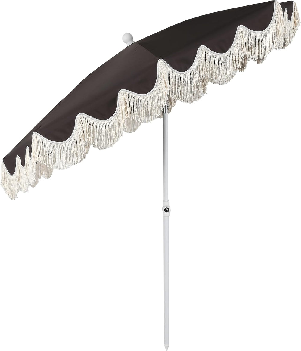 JONATHAN Y UMB1003 Mariner 6.5 ft. Cottage Fringe Tassel Market Beach Umbrell...