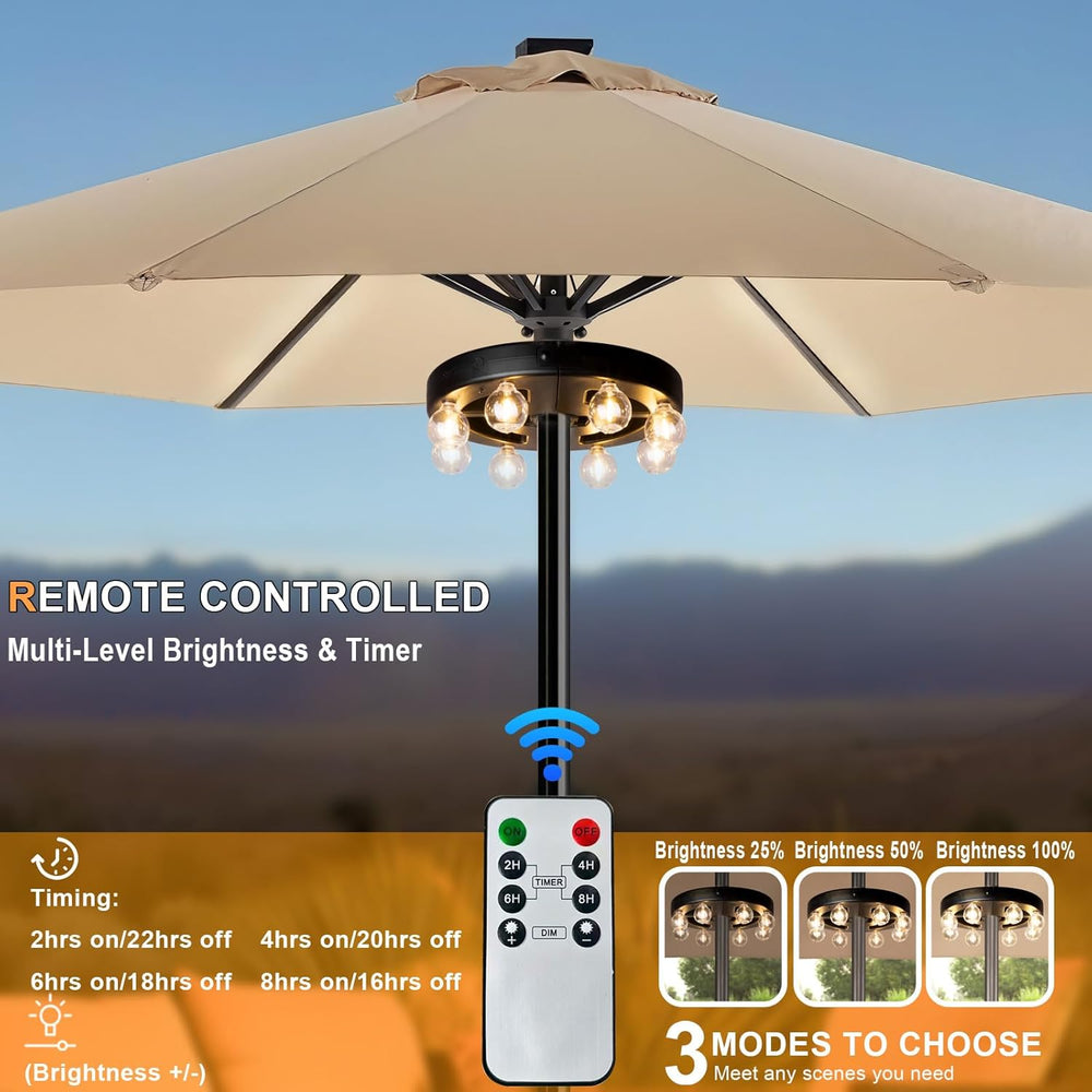 Umbrella Lights Outdoor Patio, Rechargeable Cordless, 8 LED Bulbs