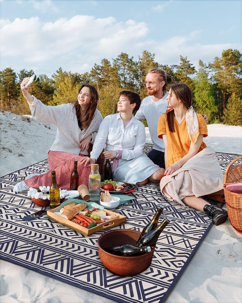 Outdoor Rug Carpet 9X12 ft, Flatweave Textured Outdoor Patio Rug Non Slip Ind...