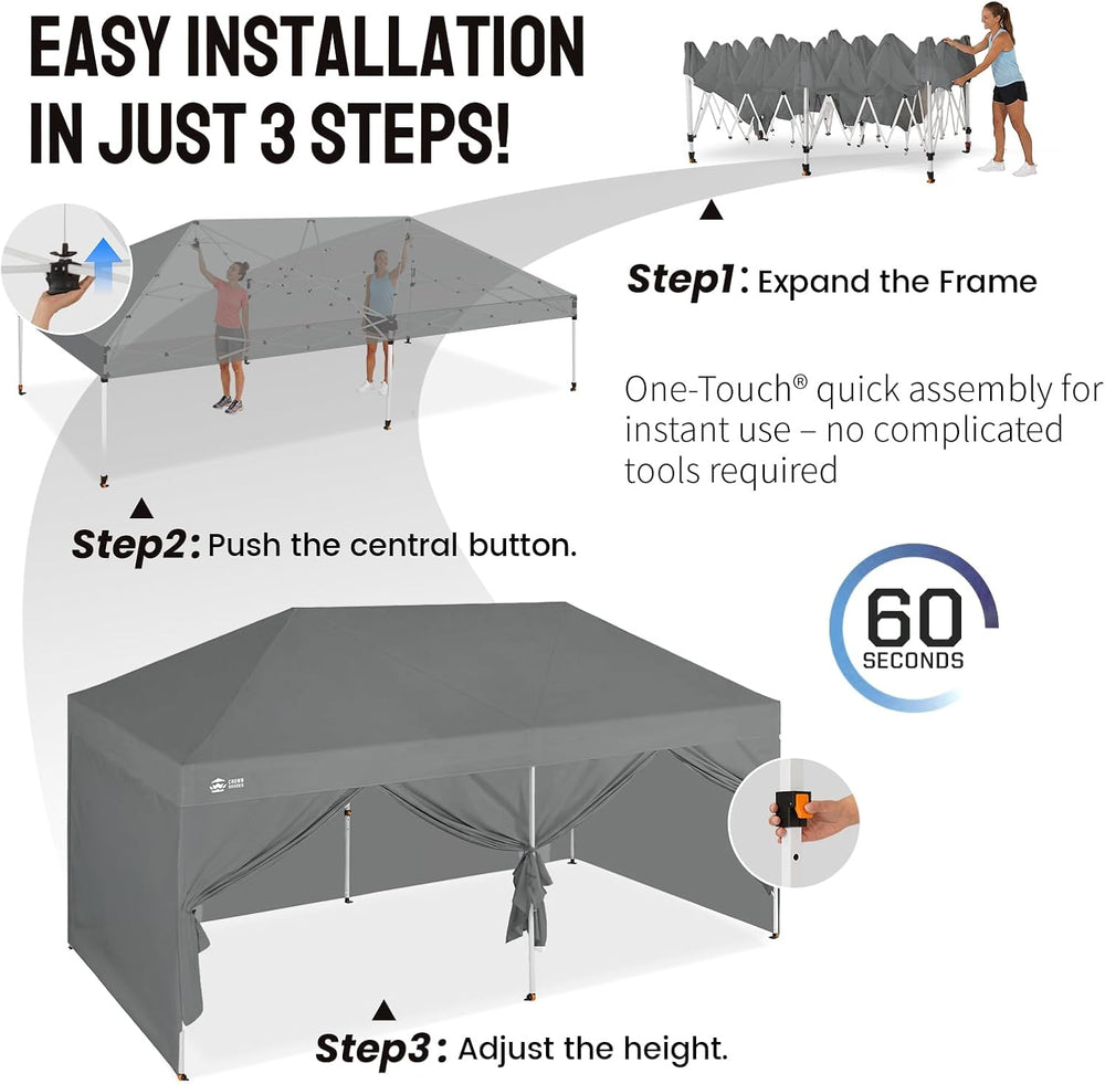CROWN SHADES 10x20 Pop Up Canopy Tent, Event Shelter, Gray