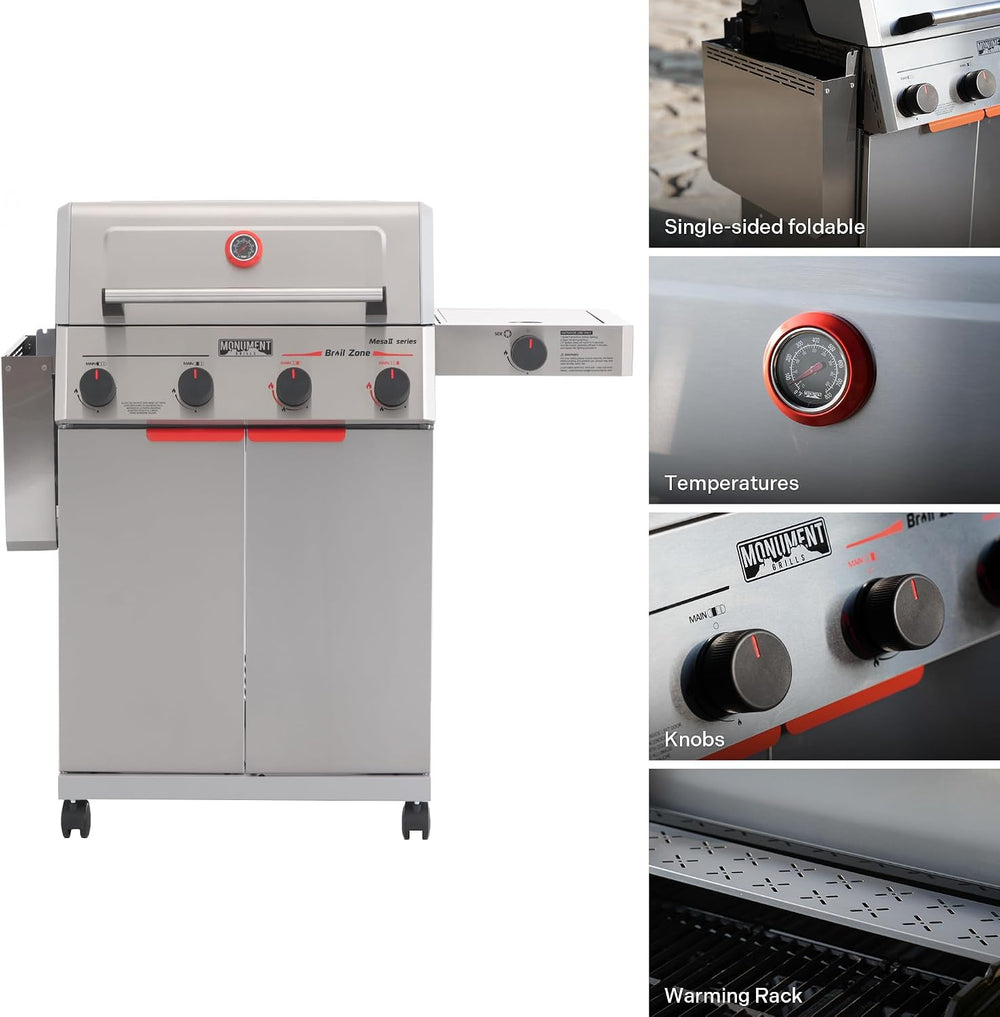 Monument Grills 4+1 Burner Stainless Steel 525 sq.in Propane Gas Grill, 49,00...