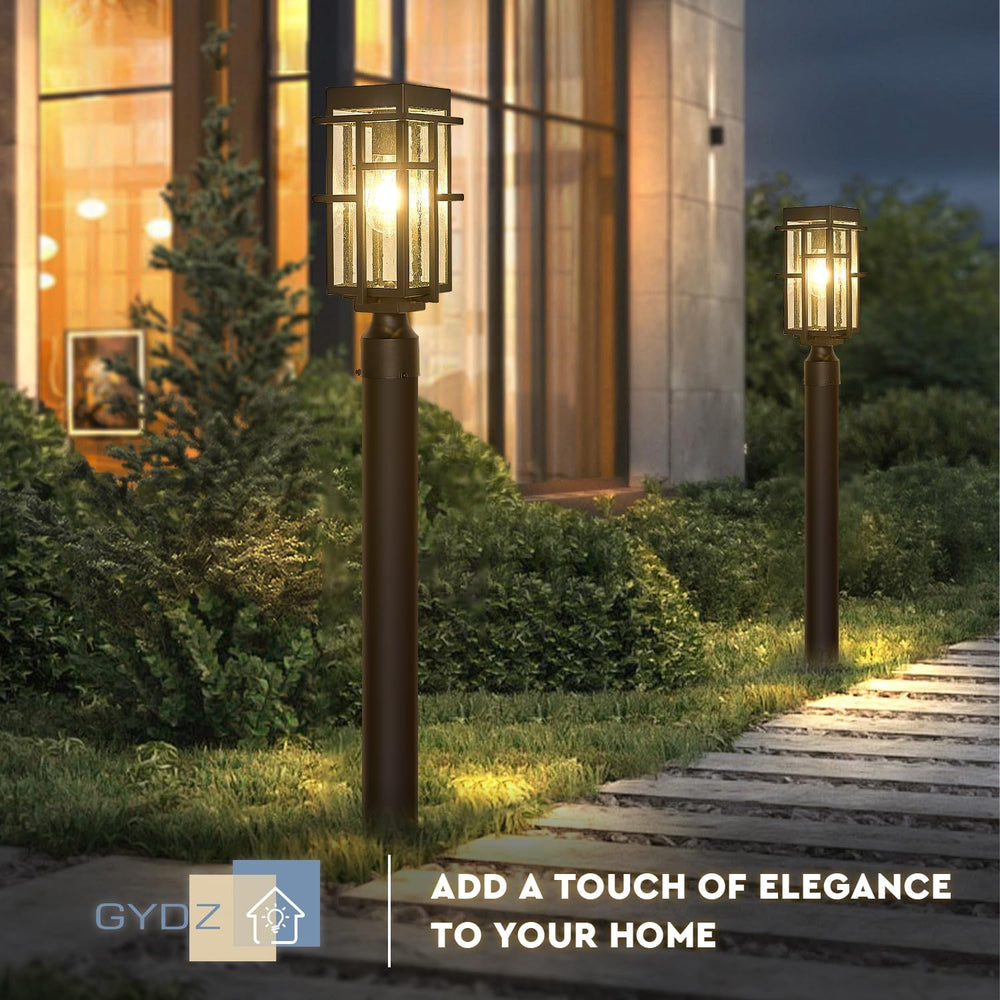 Outdoor Solar Lamp Post Light with Pier Mount Base, Dusk to Dawn Aluminum Out...