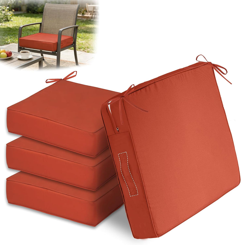 19x17 Outdoor Chair Cushions Set of 4,Furniture Cushion,Brick Red