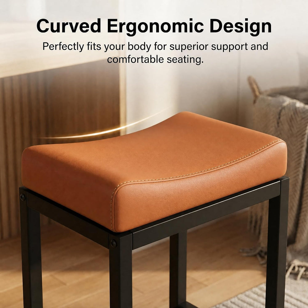 Counter Height Bar Stools Set of 2, Faux Leather 24 Inch Barstool